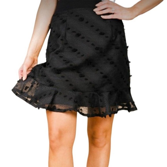NEW Entro True To You‎ Skirt M Black Swiss Dot Ruffle Hem NWT - Picture 9 of 9